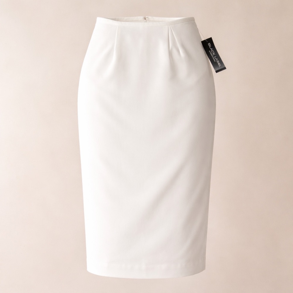 NWT Black Label Evan Picone White Pencil Skirt Size 4 Classic Career Midi